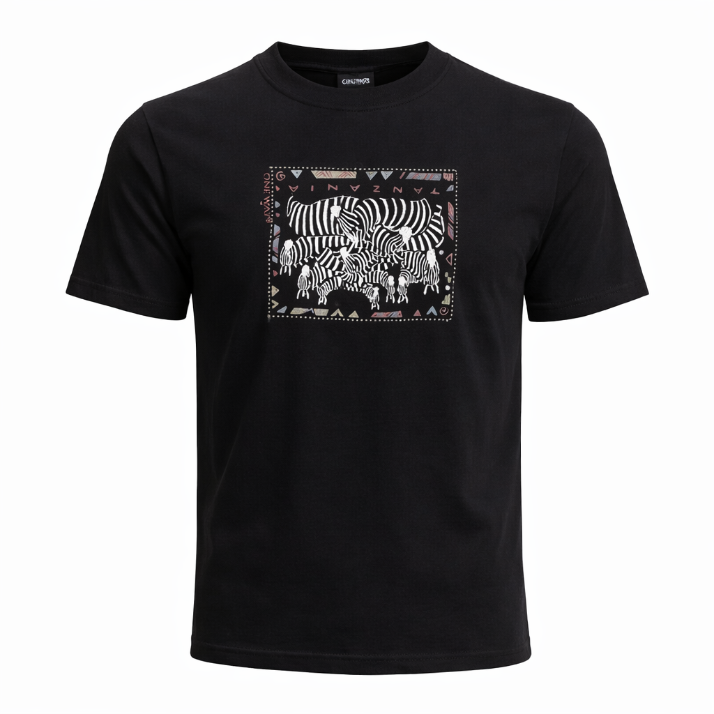 Tanzania Zebra Herd Graphic T-Shirt – Black