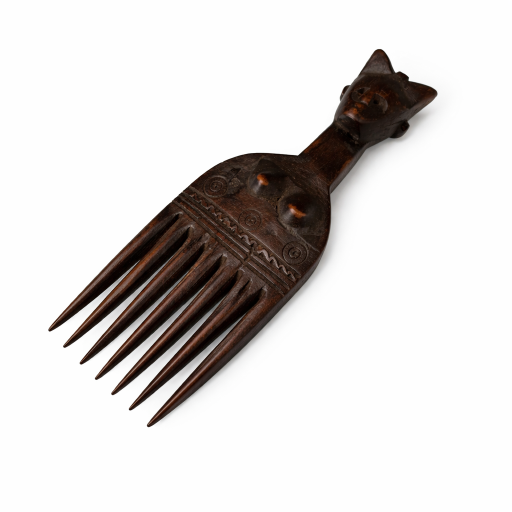 Hand-Carved African Figurative Hair Pick