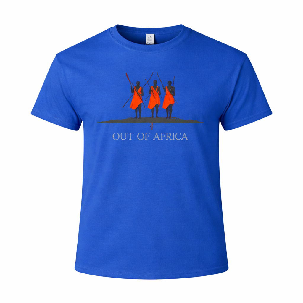 Out of Africa - Maasai Warriors Print - Heritage Graphic Tee - Blue