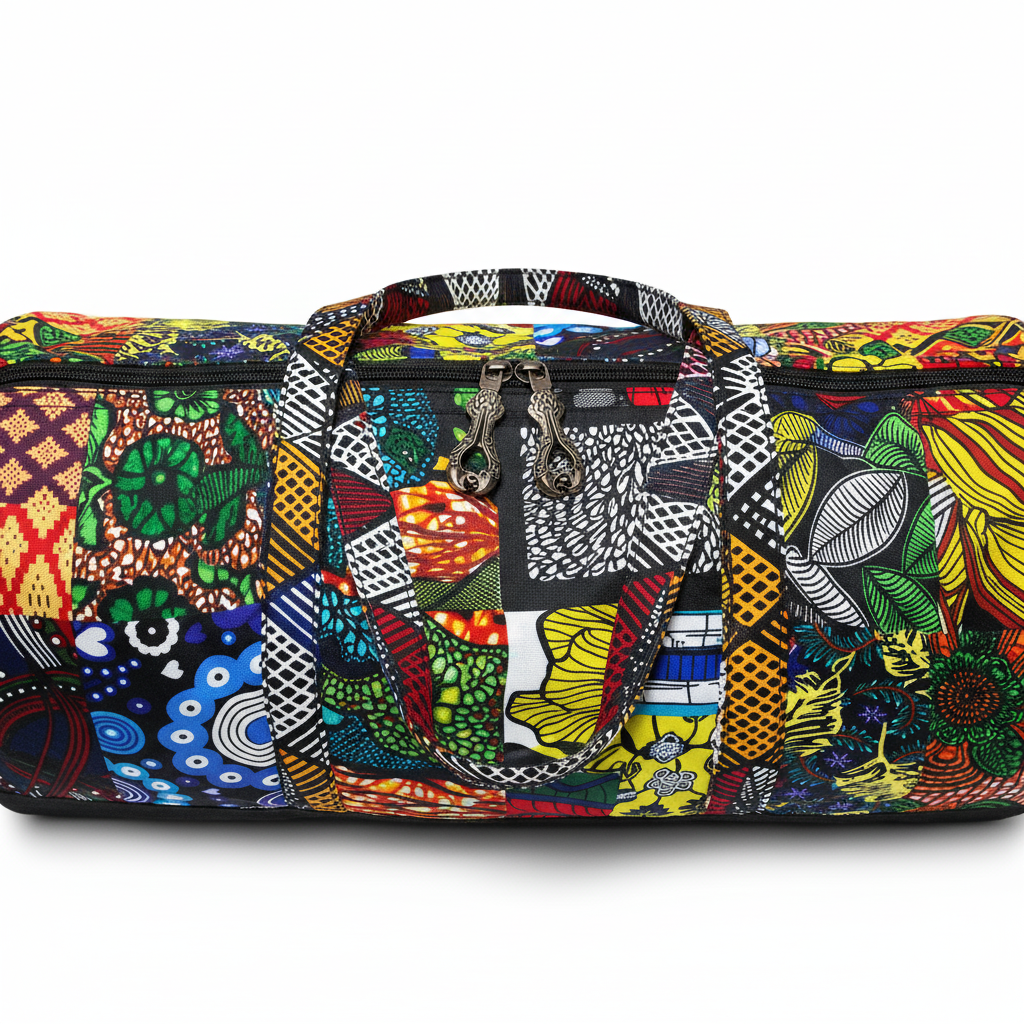African Patchwork Duffel Bag – Top View
