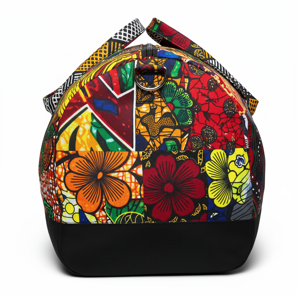 African Patchwork Duffel Bag – Side View