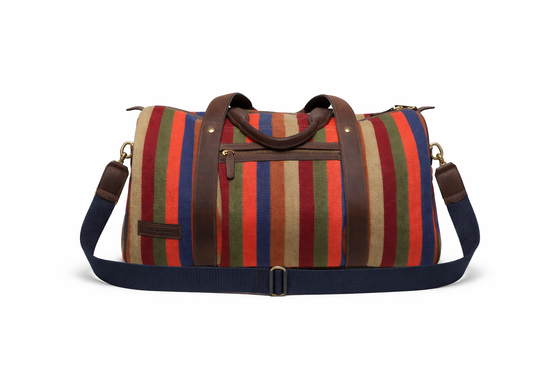 Sandstorm Striped Canvas and Leather Duffel Bag, East African Artisan Travel Bag