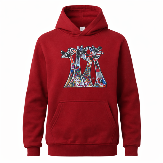 Safariland Giraffen-Squad Hoodie – Leuchtender Afrikanischer Kunstdruck – Unisex