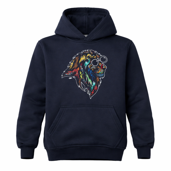 Safariland Cool Lion Grafik-Kapuzenpullover – lebendiger afrikanischer Kunstdruck – Unisex