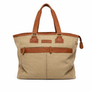 Safari Canvas Tote Bag – Tan Canvas & Leather Trim – Large Carry-All