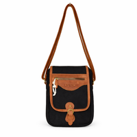 Sac bandoulière en toile noire et cuir Sandstorm – Sac d'exploration d'Afrique de l'Est