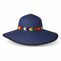 Safariland – Sonnenhut mit breiter Krempe – Marineblau – Band mit afrikanischem Muster