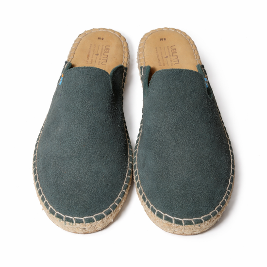 Safariland - Mules Espadrilles en Daim - Bleu Canard - Semelle en Jute