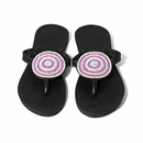 Safariland - Spiral-Lederperlensandalen - Schwarz - Pink & Weiß handperlenbesetzt