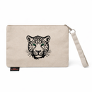 Pink Flamingo Leopard Canvas Wristlet Pouch – Natural