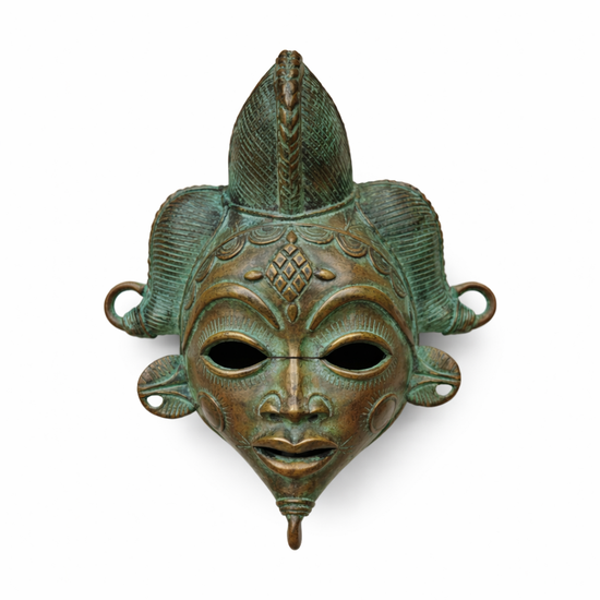 Afrikanische Zeremonialmaske aus Bronze