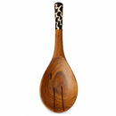 Olive Wood Slotted Serving Spoon with Bone Inlay Handle