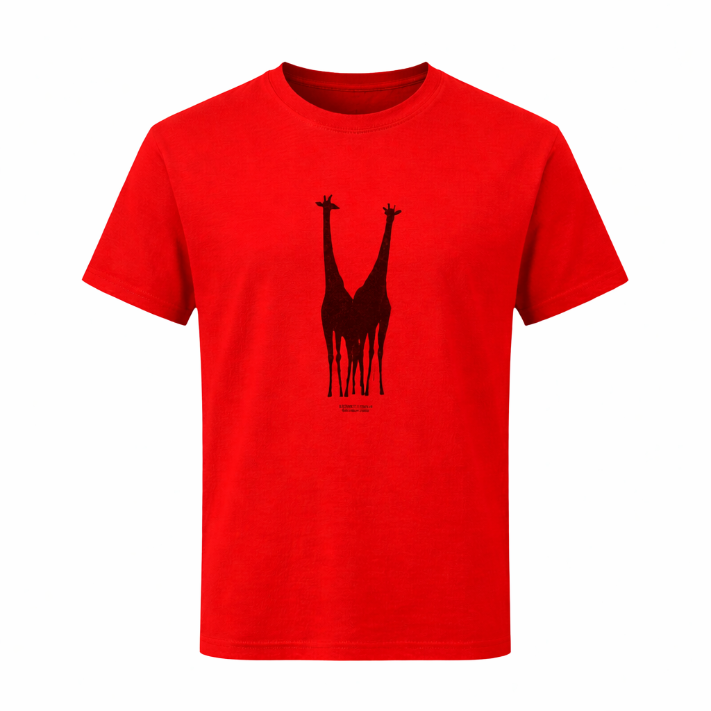 Twin Giraffes Silhouette T-Shirt – Red