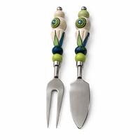 African Beaded Cheese Fork & Knife Set – Stainless Steel