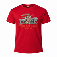 Tarangire National Park - Elephant Herd Print - Heritage Graphic Tee - Red