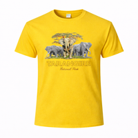 Tarangire National Park - Elephant Herd Print - Heritage Graphic Tee - Yellow
