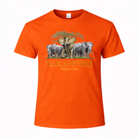 Tarangire National Park - Elephant Herd Print - Heritage Graphic Tee - Orange