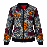 African Ankara Butterfly Bomber Jacket - Wax Print - Full Zip