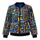 African Ndebele Patchwork Bomber Jacket - Geometric Print - Full Zip