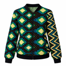 African Heritage Geometric Bomber Jacket - Pixel Print - Full Zip