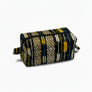 African Stripe Diamond Print Toiletry Bag - Black & Gold - Zip Pouch