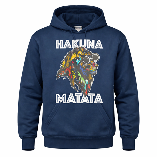 Hakuna Matata Löwen Pullover Hoodie – Marineblau