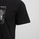 Close-up of sleeve on Tanzania Zebra Herd Graphic T-Shirt in black