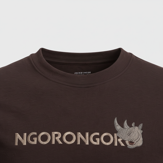 Ngorongoro Nashorn T-Shirt – Dunkelbraun