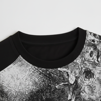 Close-up of crew neckline on Wildlife Sketch Graphic T-Shirt in black