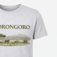Close-up of sleeve on Ngorongoro Scenic T-Shirt in grey
