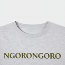 Close-up of crew neckline on Ngorongoro Scenic T-Shirt in grey