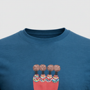 Close-up of crew neckline with print on Maasai Women Graphic T-Shirt in ocean blue