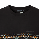 Close-up of crew neckline on Serengeti Tribal Band T-Shirt