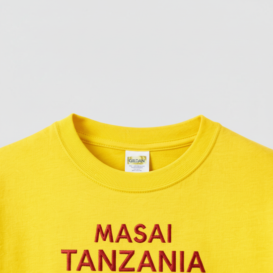 Masai Tanzania - Warrior Battle Print - Heritage Graphic Tee - Yellow